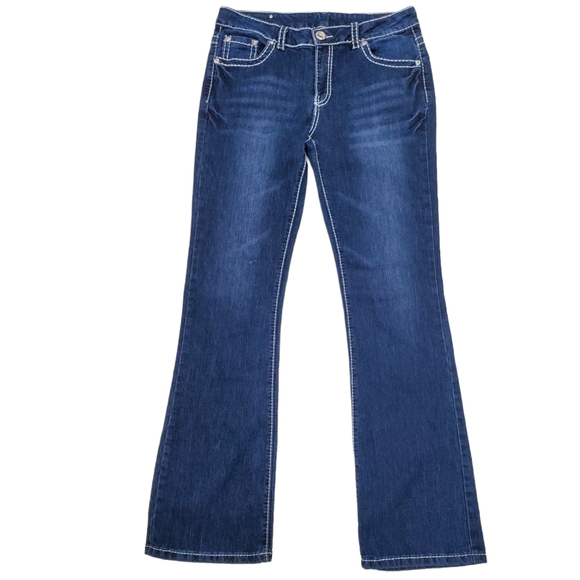 Denim Couture Denim - Denim Couture jeans junior size 13 Dark wash Faded White stitching Glam pockets